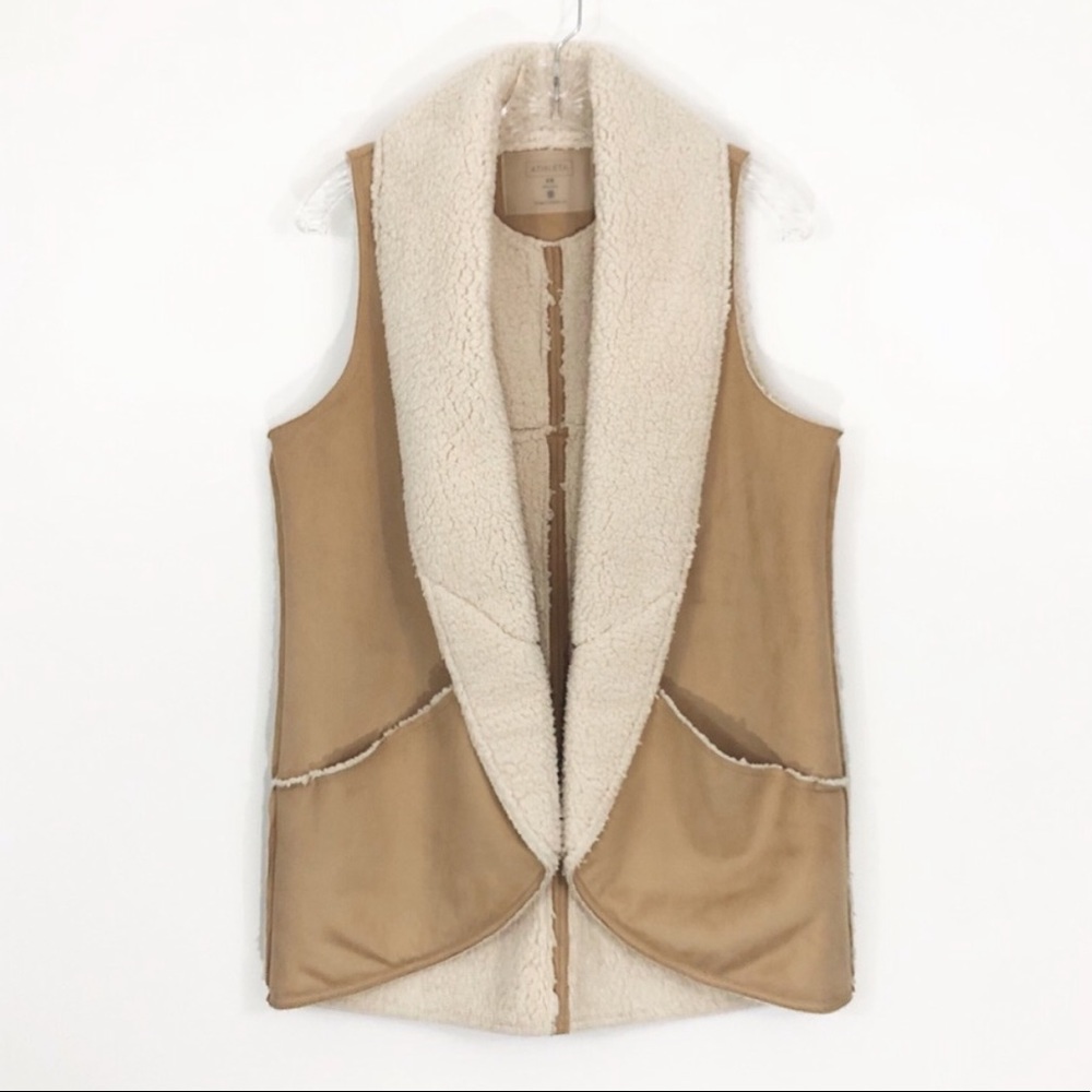 ATHLETA Faux Suede Shearling Vest S/M